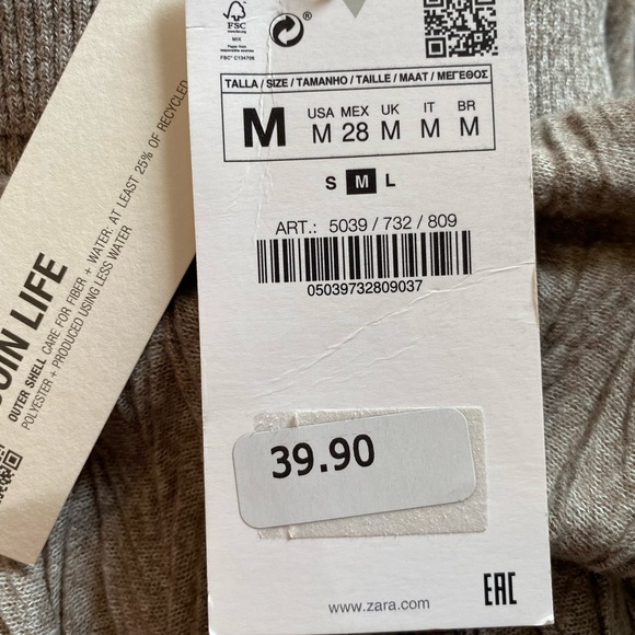 NWT Zara Taupe Turtleneck Sweater Dress-Medium - Picture 6 of 9